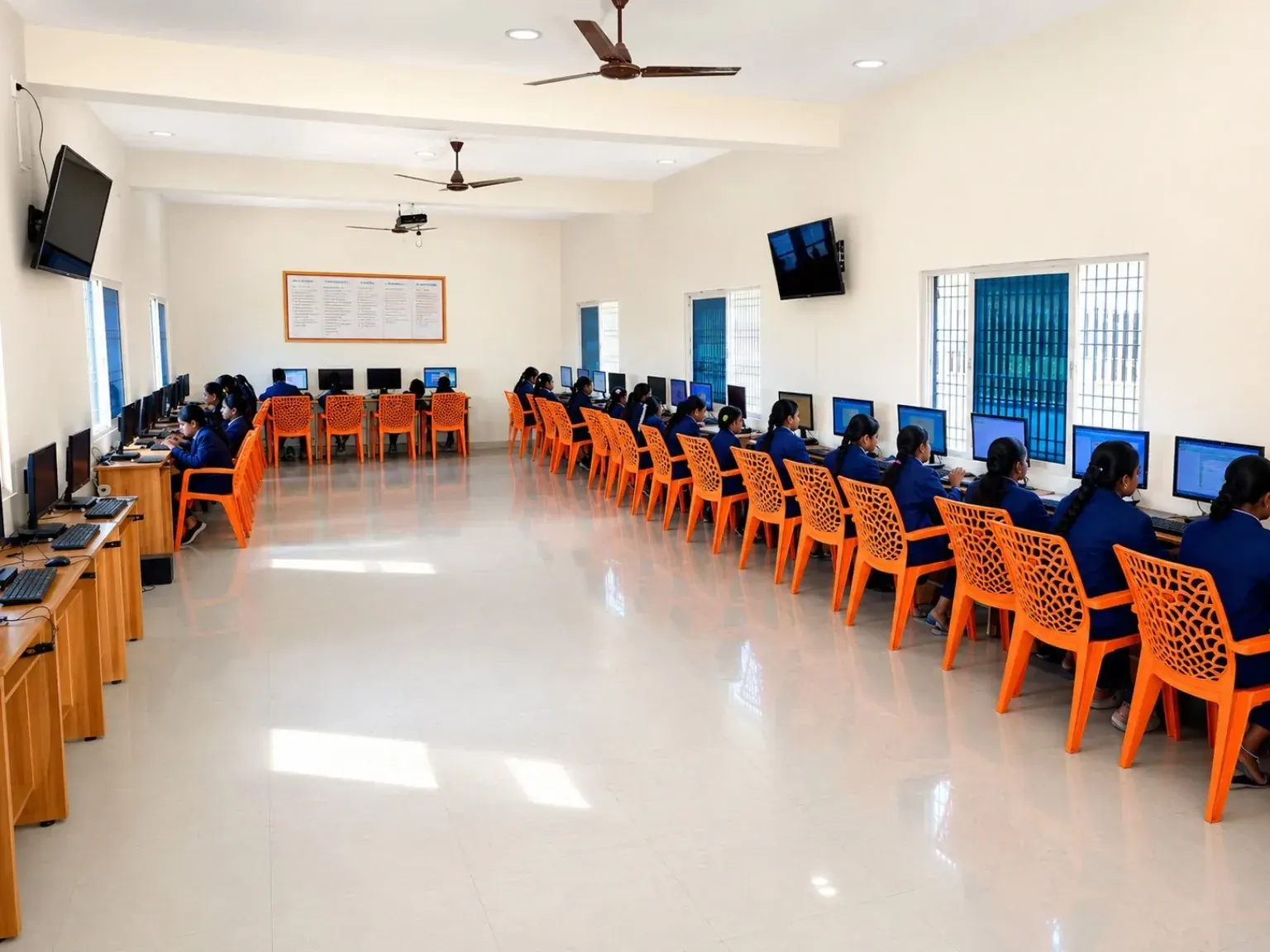 Secondary students using the computer laboratory at Blue Moon School